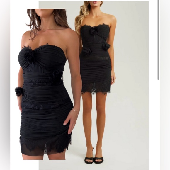 heiress beverly hills Dresses & Skirts - Heiress Beverly Hills Rosette Strapless Black Dress